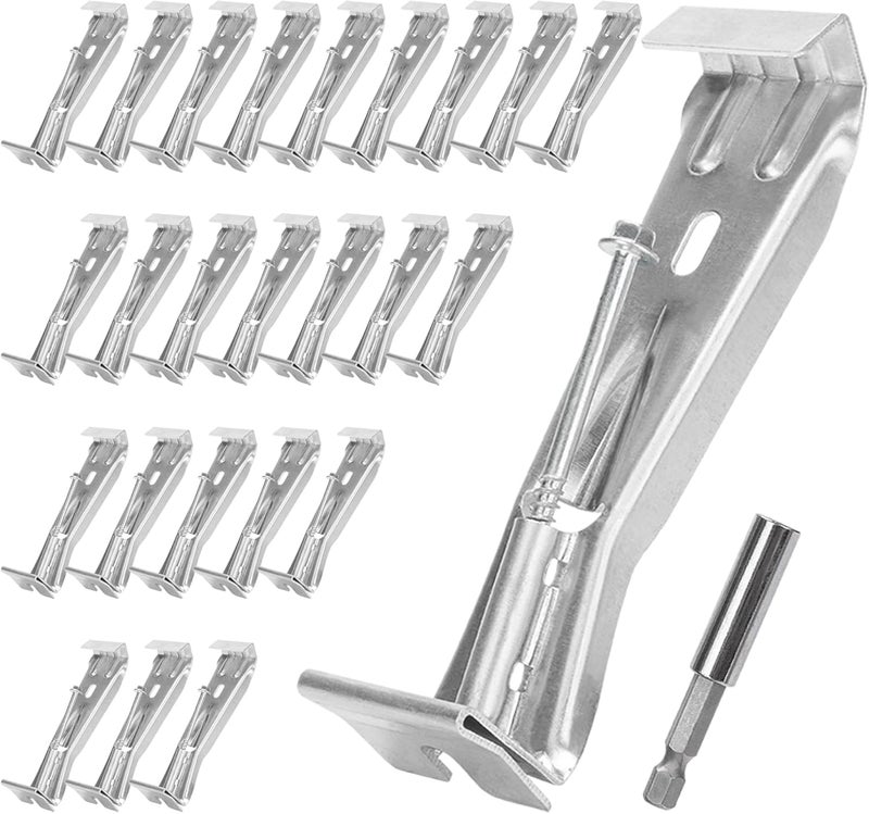 HIMIRICH 5 Inch Roofing Gutter Hangers, Quick Screw Hidden Gutter Support Brackets for Repairing Sagging 5 Inch K-Type Aluminum Gutters, Gutter Clips Comes with 1/4”Hex Drill Bit, 25 Pack - Image 1